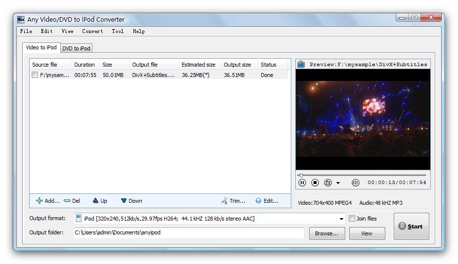 Any Video/DVD to iPod Converter 2.0.2.0 full